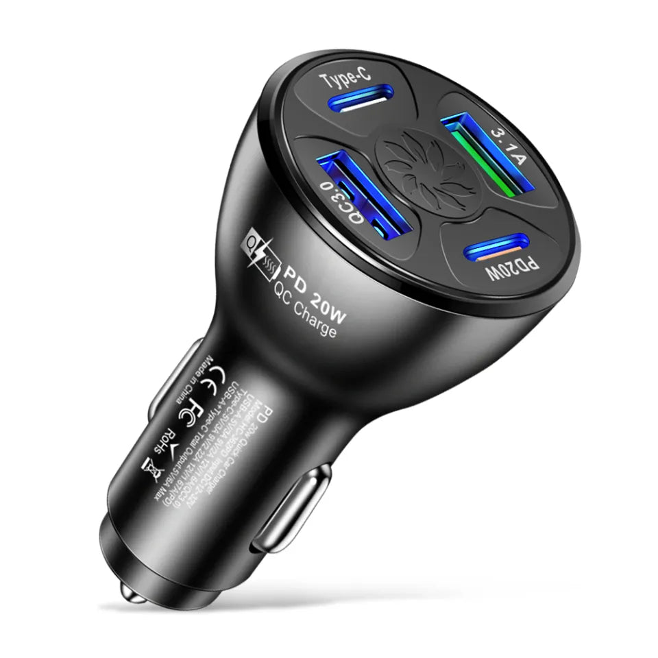 20W In-Car USB-C & USB-A Fast PD Charger