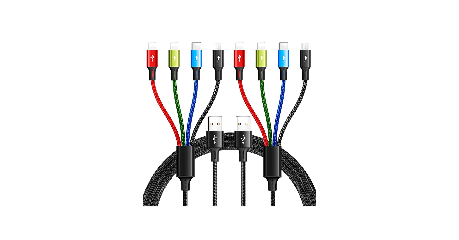 4-In-1 Fast Charging Data Cable for Charging Two Device at Once