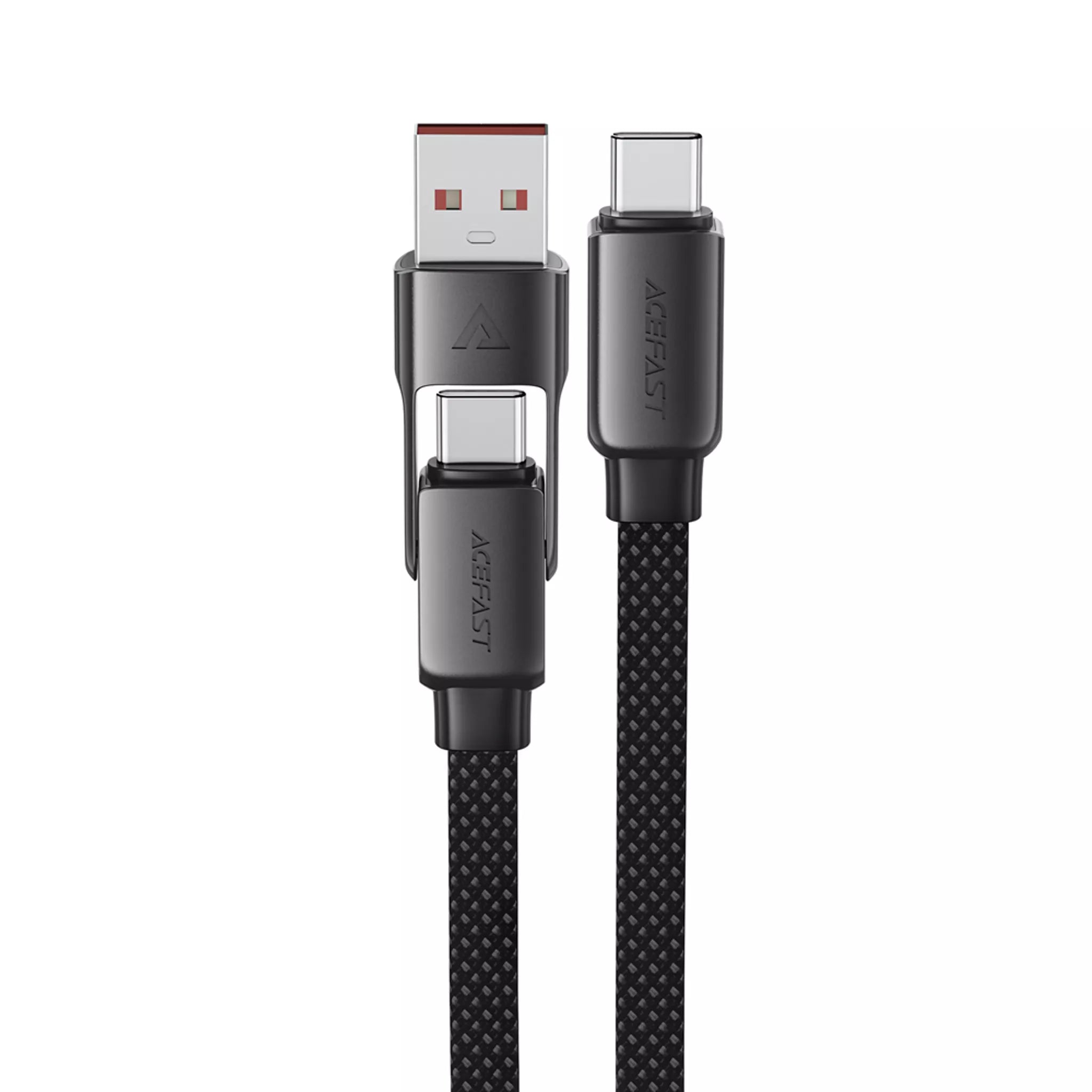 Acefast - 1.2m (60W) Power Delivery - USB-C & USB to C USB-C Braided Zinc Alloy Cable - Black