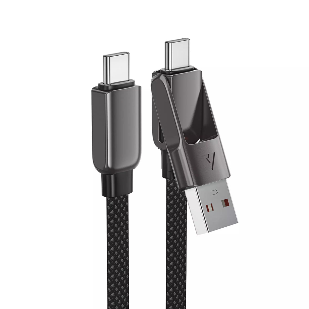 Acefast - 1.2m (60W) Power Delivery - USB-C & USB to C USB-C Braided Zinc Alloy Cable - Black