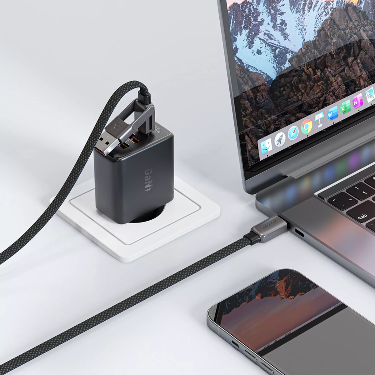 Acefast - 1.2m (60W) Power Delivery - USB-C & USB to C USB-C Braided Zinc Alloy Cable - Black