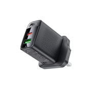Acefast - 30W GaN USB-C Power Delivery & USB Qualcomm 3-Pin UK Charging Plug - Black