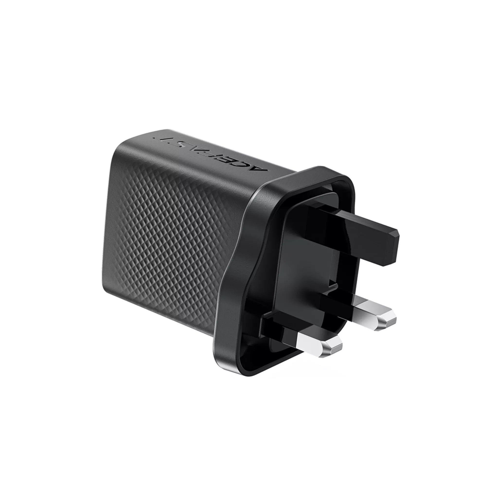 Acefast - 30W GaN USB-C Power Delivery & USB Qualcomm 3-Pin UK Charging Plug - Black