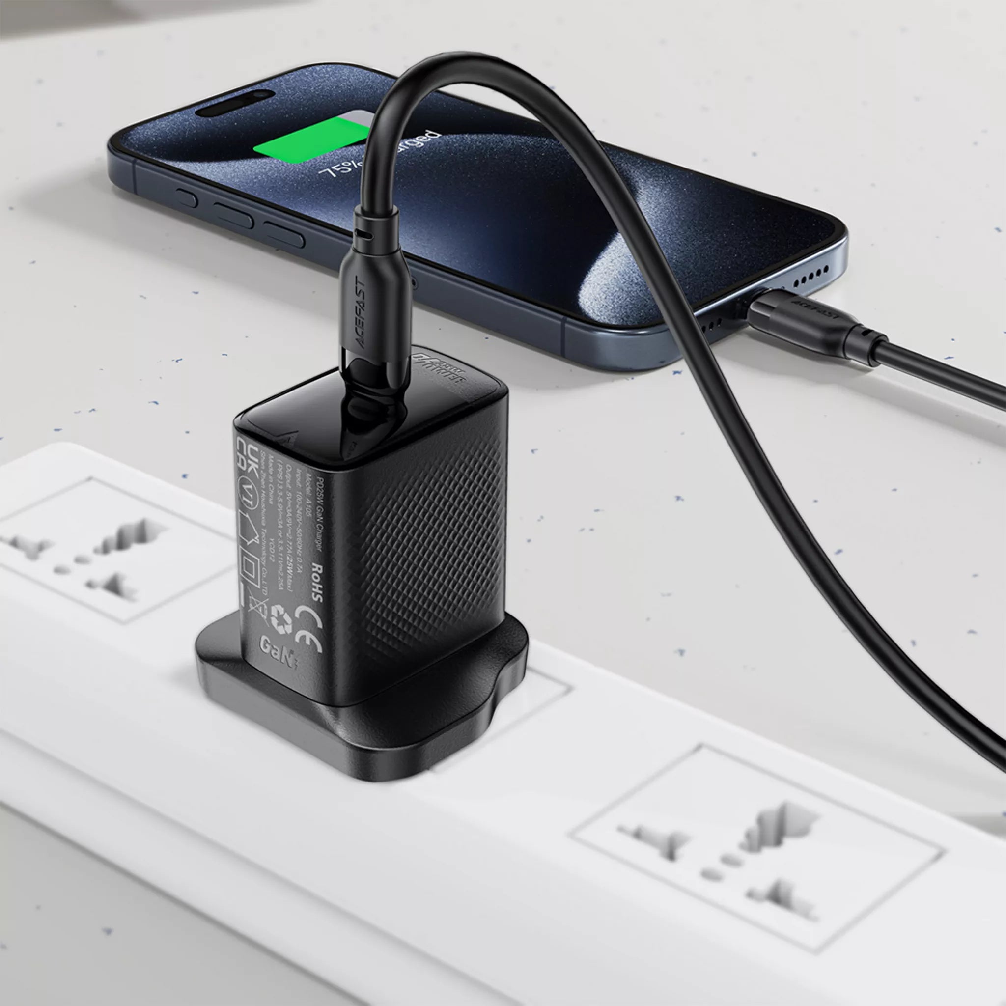 Acefast - 1.2m (60W) Power Delivery - USB-C to USB-C Cable - Black