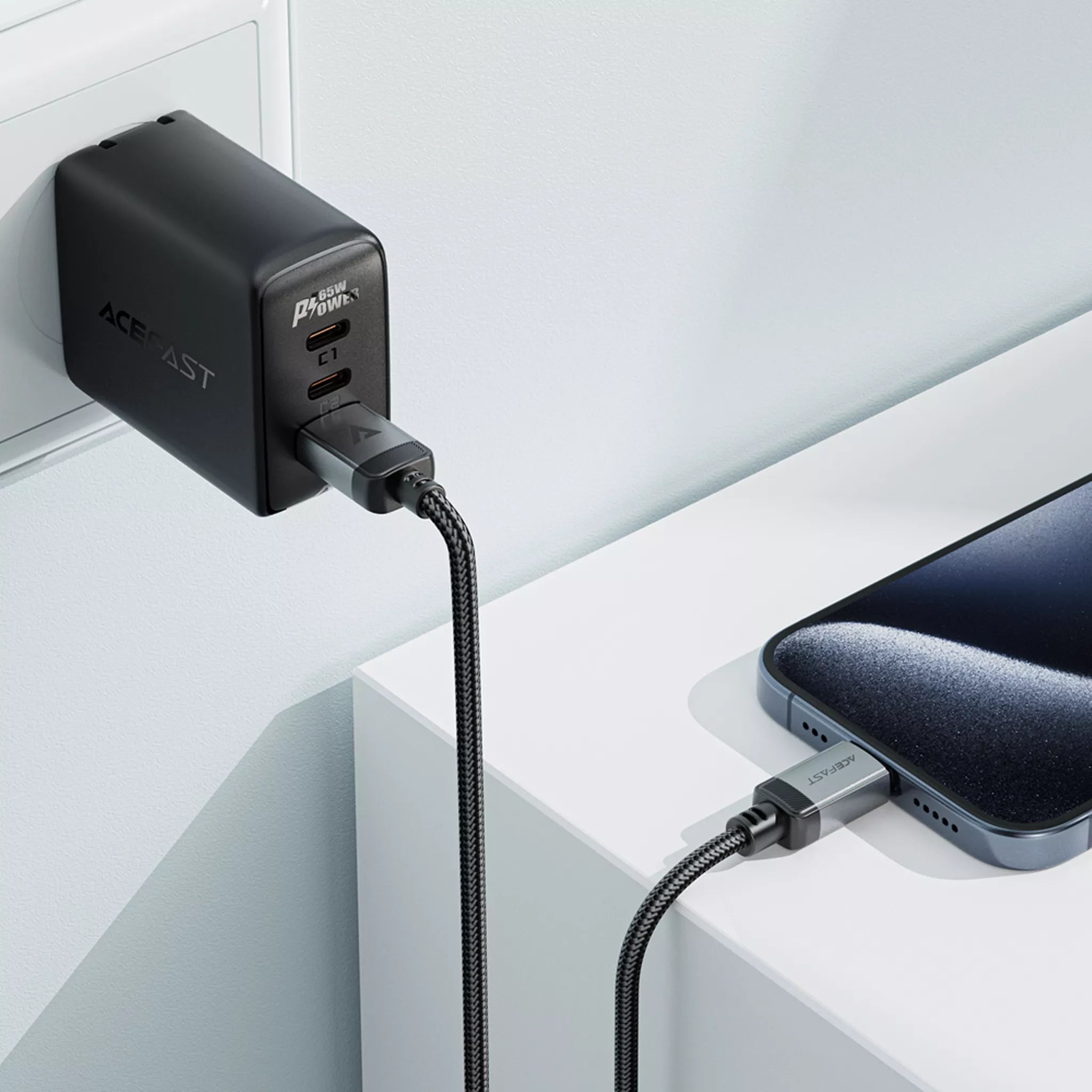 Acefast - 1.2m (3A) USB to USB-C Braided Aluminium Alloy Cable - Black