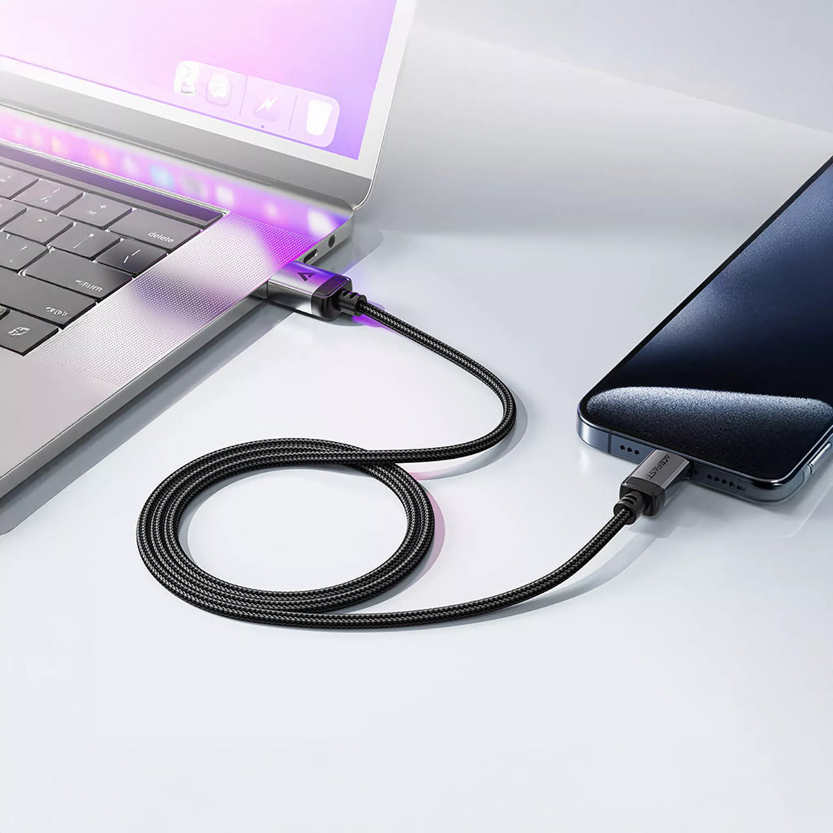 Acefast - 1.2m (60W) Power Delivery - USB-C to USB-C Braided Aluminium Alloy Cable - Black