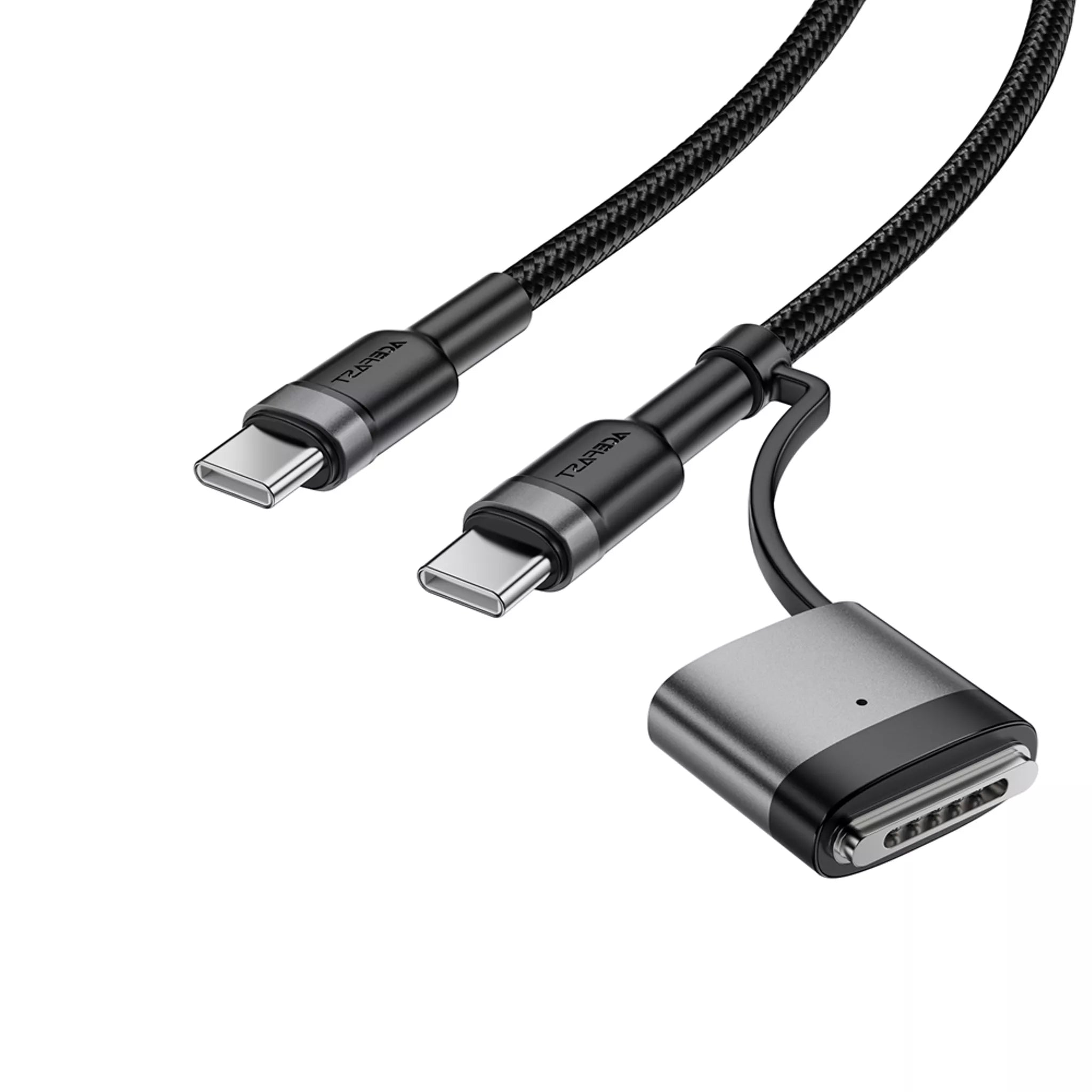 Acefast - 2 in 1 Cable - 1.2m (240W) USB-C to USB-C & MagSafe 3 Braided Cable - Black
