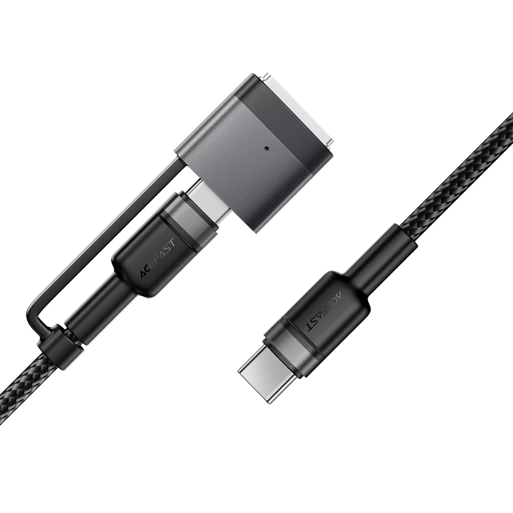 Acefast - 2 in 1 Cable - 1.2m (240W) USB-C to USB-C & MagSafe 3 Braided Cable - Black