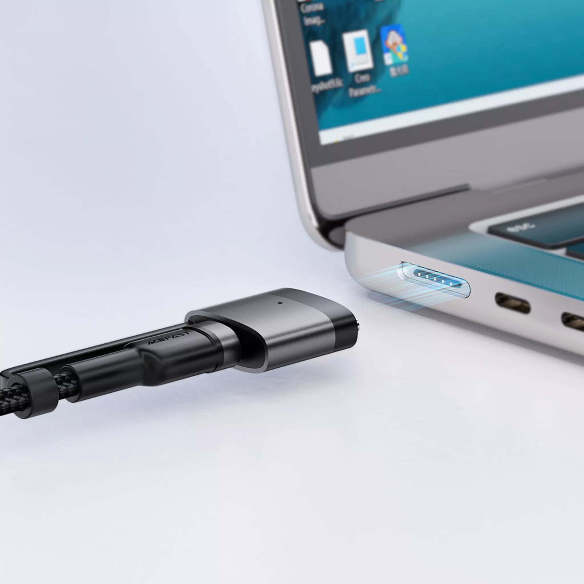 Acefast - 2 in 1 Cable - 1.2m (240W) USB-C to USB-C & MagSafe 3 Braided Cable - Black