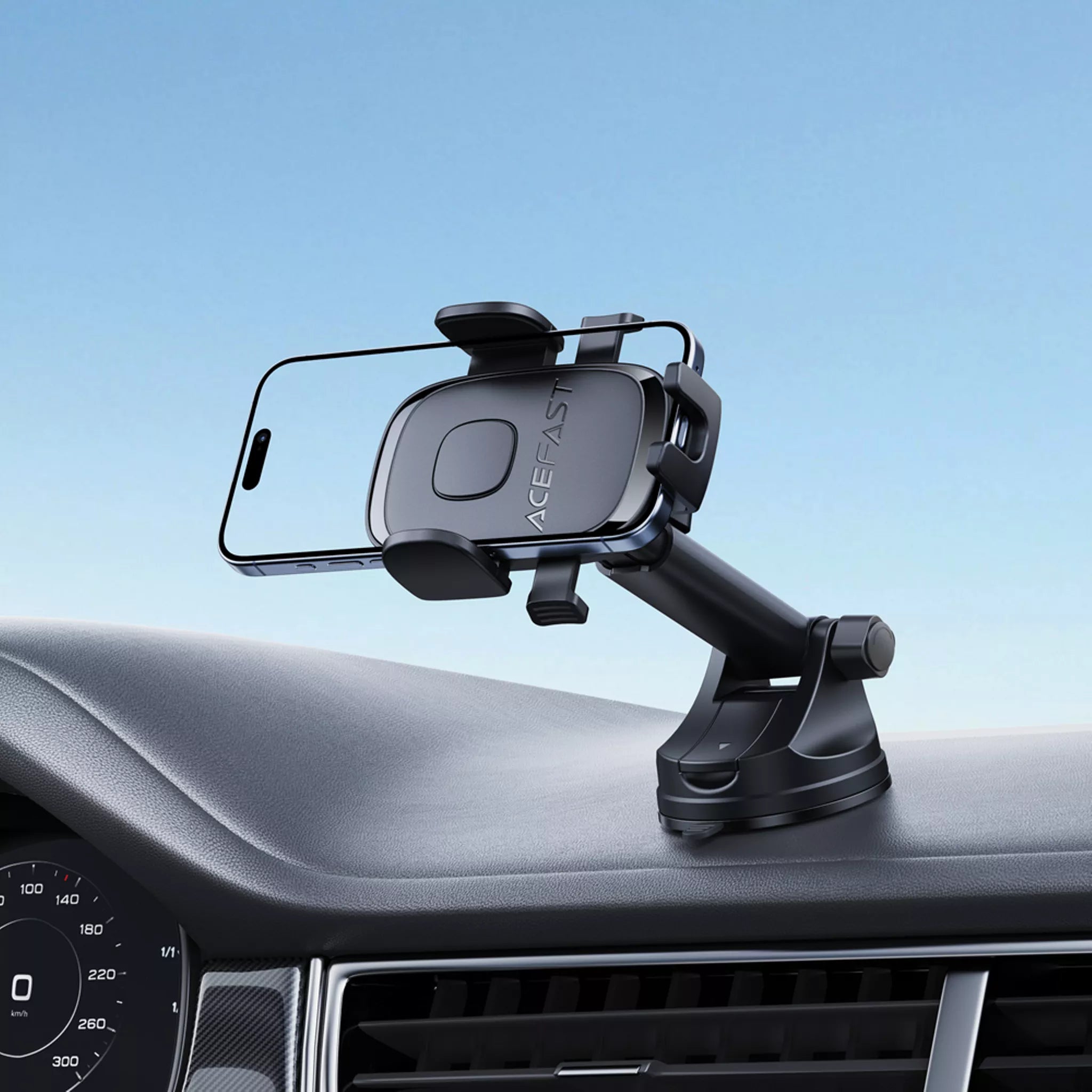 Acefast - Universal One-Key Lock Car Dashboard Holder - Black