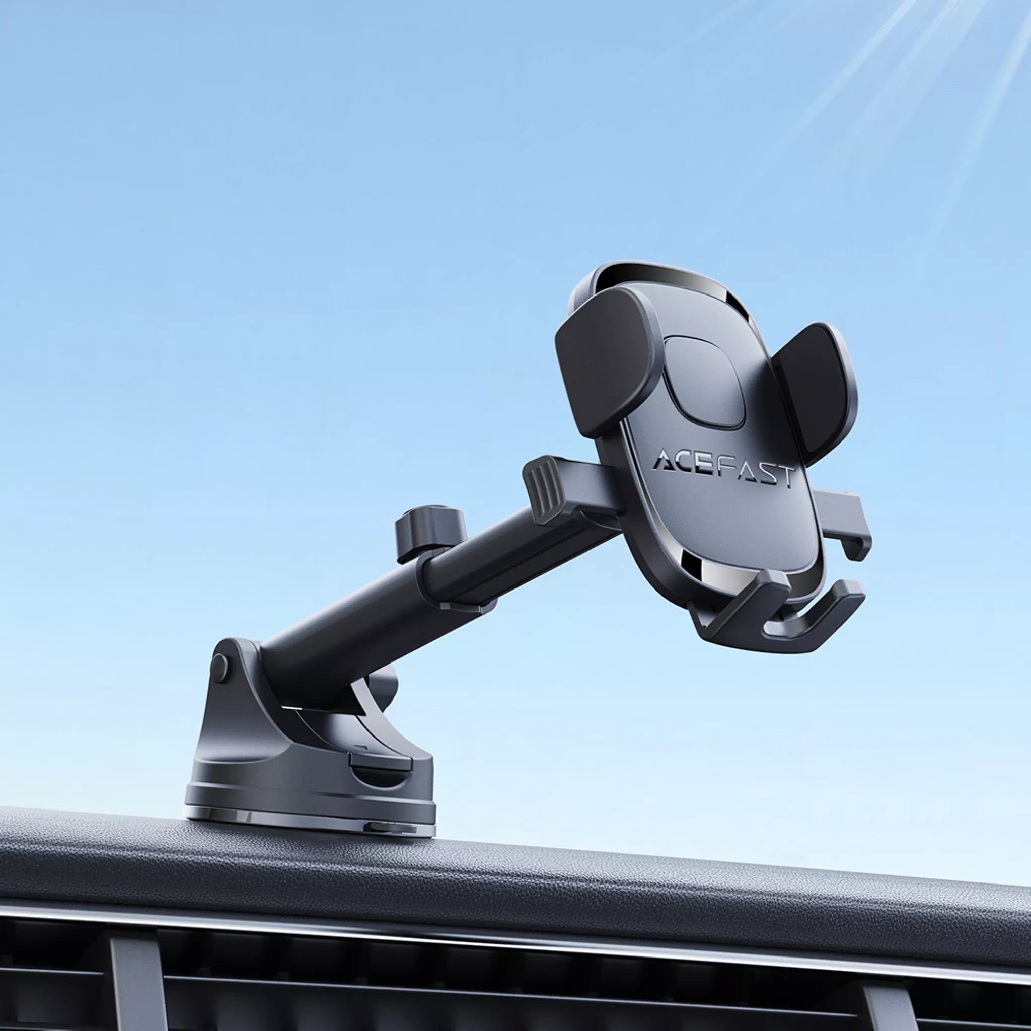 Acefast - Universal One-Key Lock Car Dashboard Holder - Black