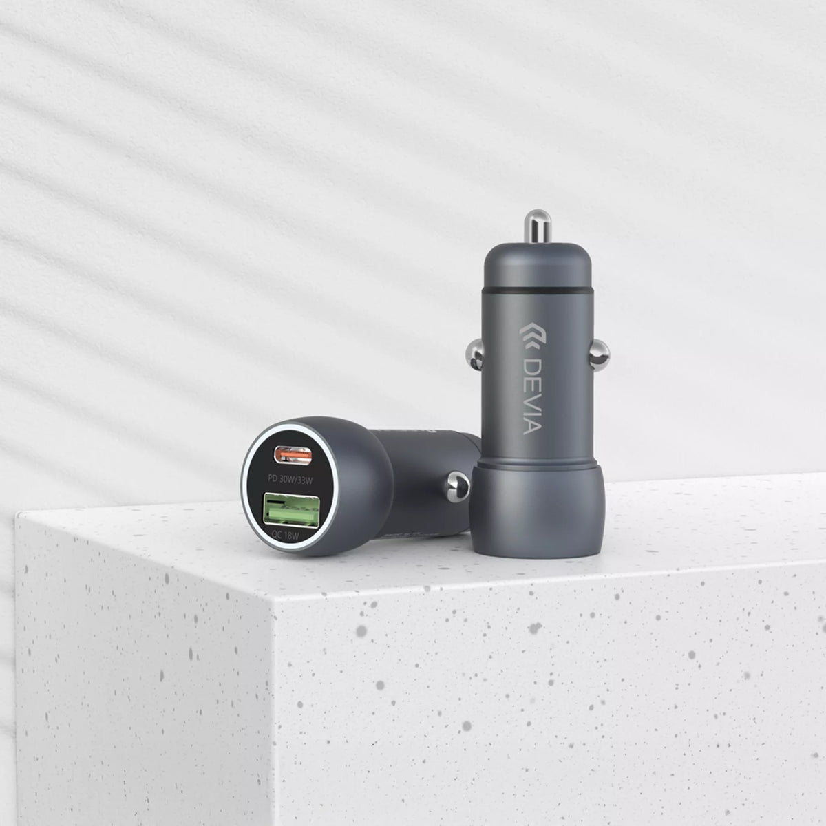 Devia - 30W Power Delivery USB-C & Qualcomm 3.0 USB Port Car Adapter - Black