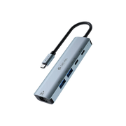 Devia - USB-C 5in1 Hub - 100W PD USB-C, 2x USB 3.0, USB-C, & Ethernet - Grey