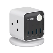 MOMAX - 1-Charge Work Flow - 3-Outlet GaN Power Cube 30W Extension Plug Socket Power Strip - 2x USB-C & 2x USB - White
