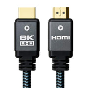 Prevo HDMI-2.1-5M HDMI Cable, HDMI 2.1 (M) to HDMI 2.1 (M), 5m, Black & Grey, Supports Displays up to 8K@60Hz, 99.9% Oxygen-Free Copper with Gold-Plated Connectors, Superior Design & Performance