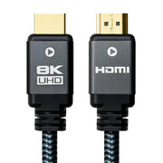 Prevo HDMI-2.1-2M HDMI Cable, HDMI 2.1 (M) to HDMI 2.1 (M), 2m, Black & Grey, Supports Displays up to 8K@60Hz, 99.9% Oxygen-Free Copper with Gold-Plated Connectors, Superior Design & Performance