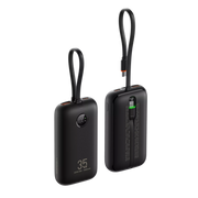 Veger - K1 - 10,000mAh 35W PD Digital Display Powerbank With Built In Non-MFI Lightning & USB-C Cable - Black