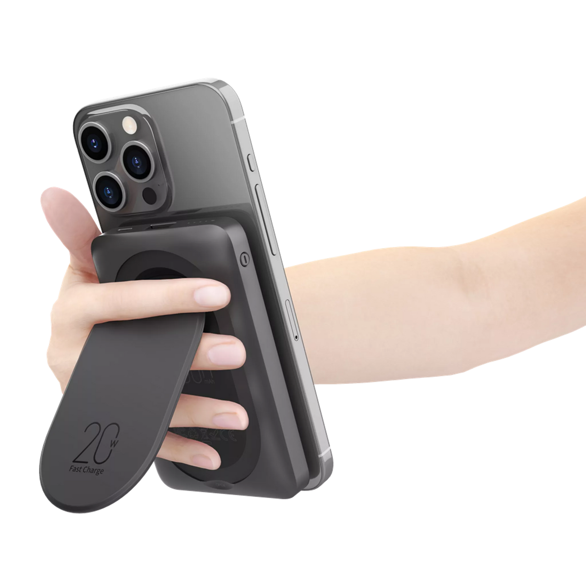 Veger - MagOn Pro - 10,000mAh 22.5W MagSafe Powerbank & Kickstand - Black