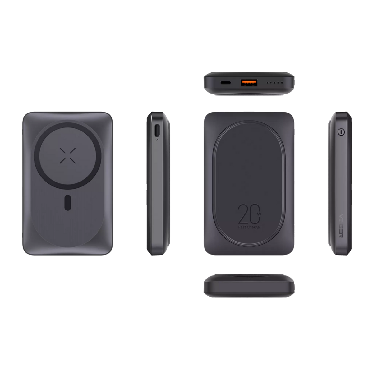 Veger - MagOn Pro - 10,000mAh 22.5W MagSafe Powerbank & Kickstand - Black