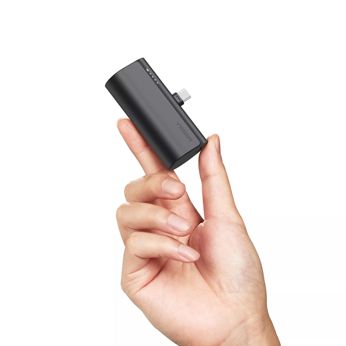 Veger - PlugON-C - 5,000mAh 20W USB-C Power Delivery LED Indicator Ultra Small Powerbank - Black
